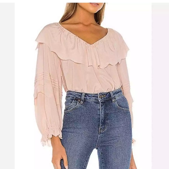 Joie Tops - Joie Brennt pink 100% silk neck ruffle long sleeve blouse pink sky size XL